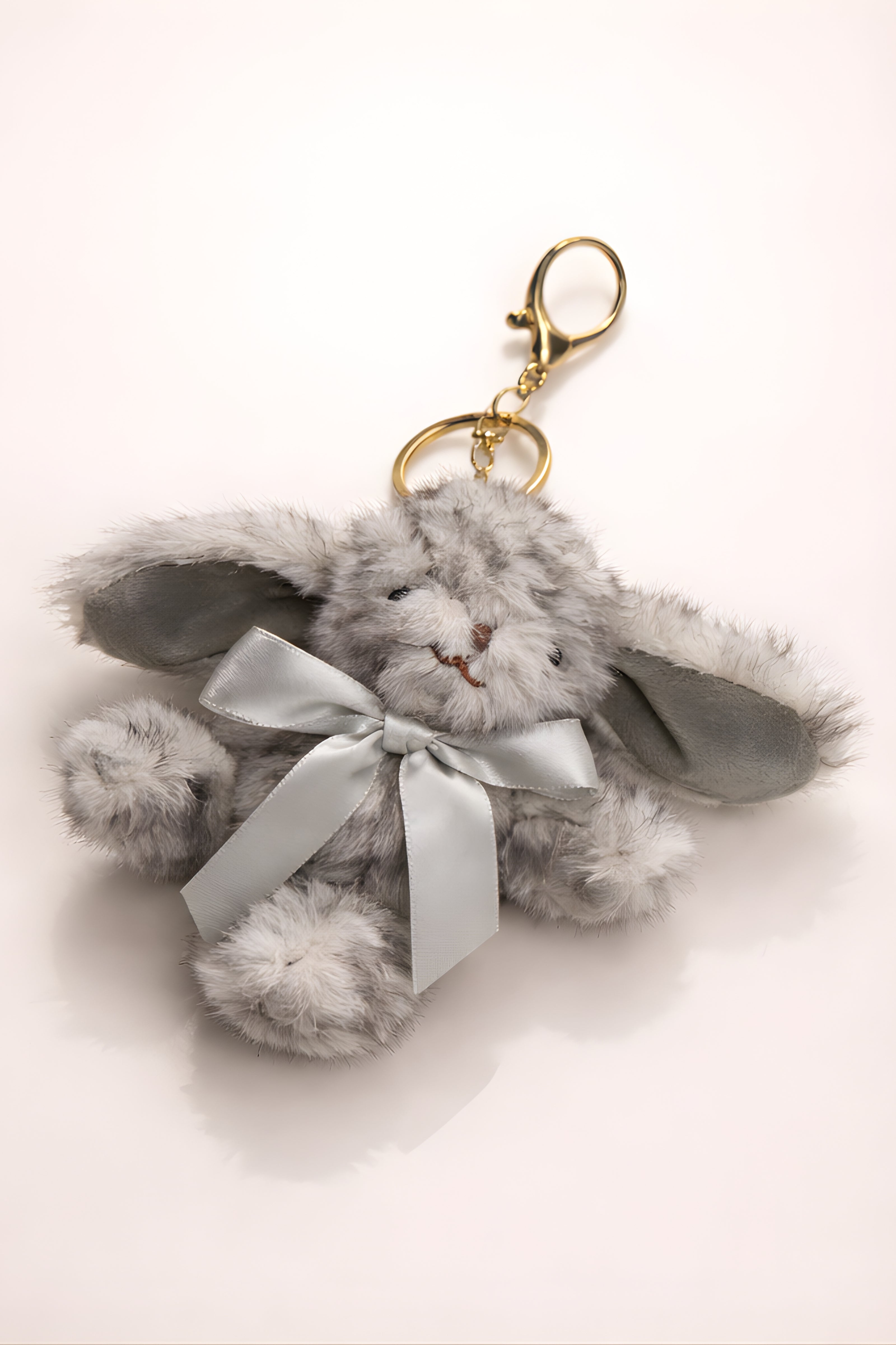 Fluffy Silver Grey Bunny Charm
