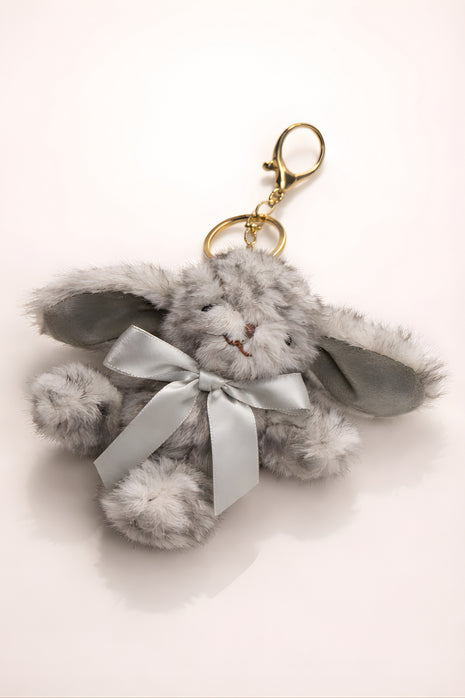 Fluffy Silver Grey Bunny Charm
