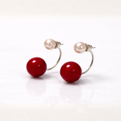 Ruby Pearl Charm Hoops