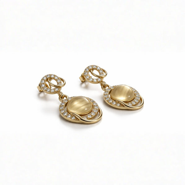 Golden Orbit Drop Earrings