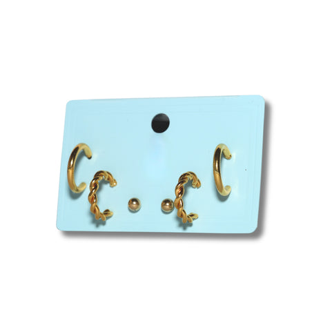 Spiral Hoop & Gold Stud Set