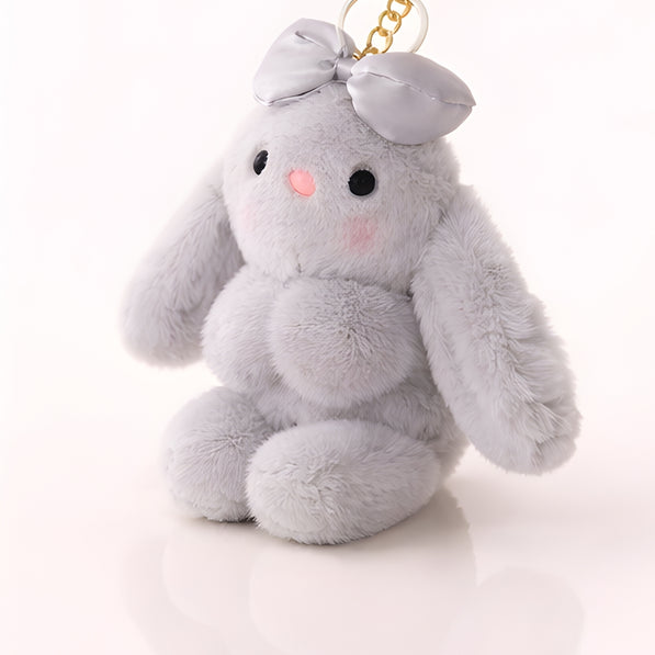 Grey Bow Bunny Plush