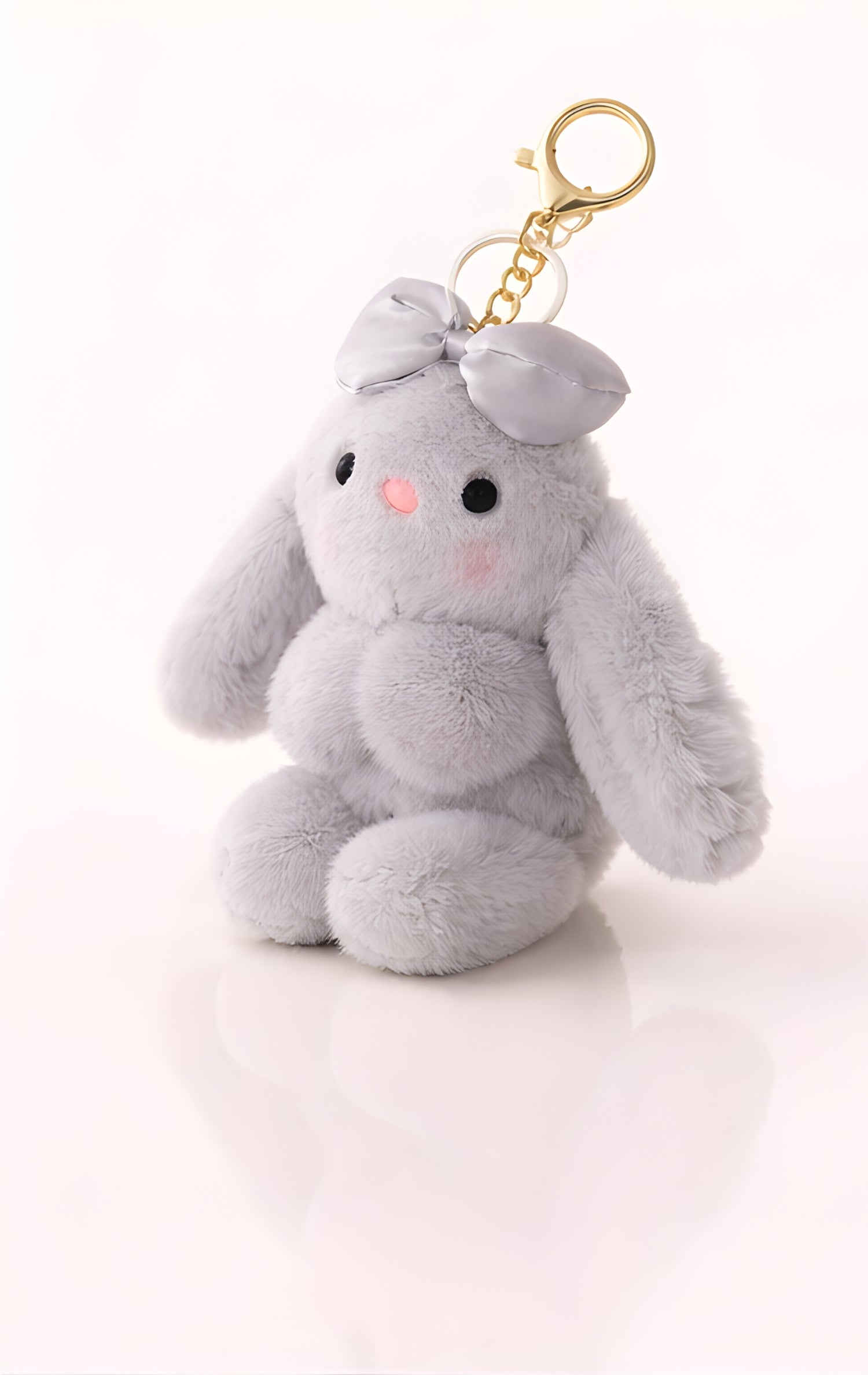 Grey Bow Bunny Plush