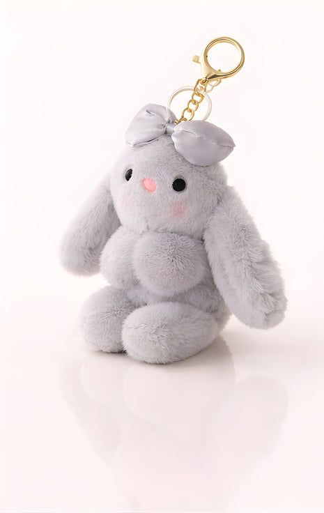 Grey Bow Bunny Plush
