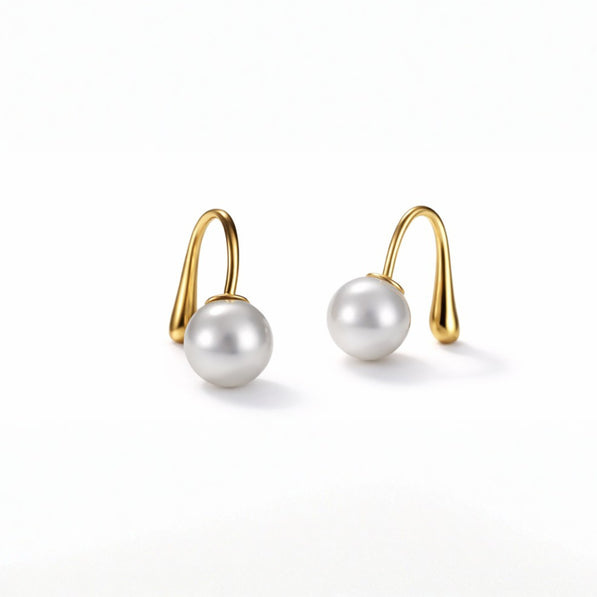Golden Pearl Curve Earrings