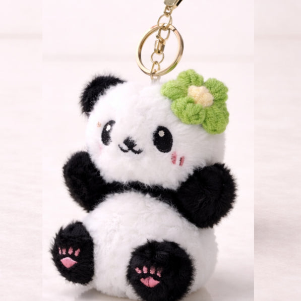 Panda Flower Clip Plush