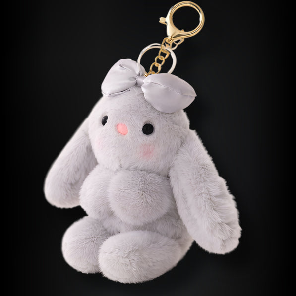Grey Bow Bunny Plush