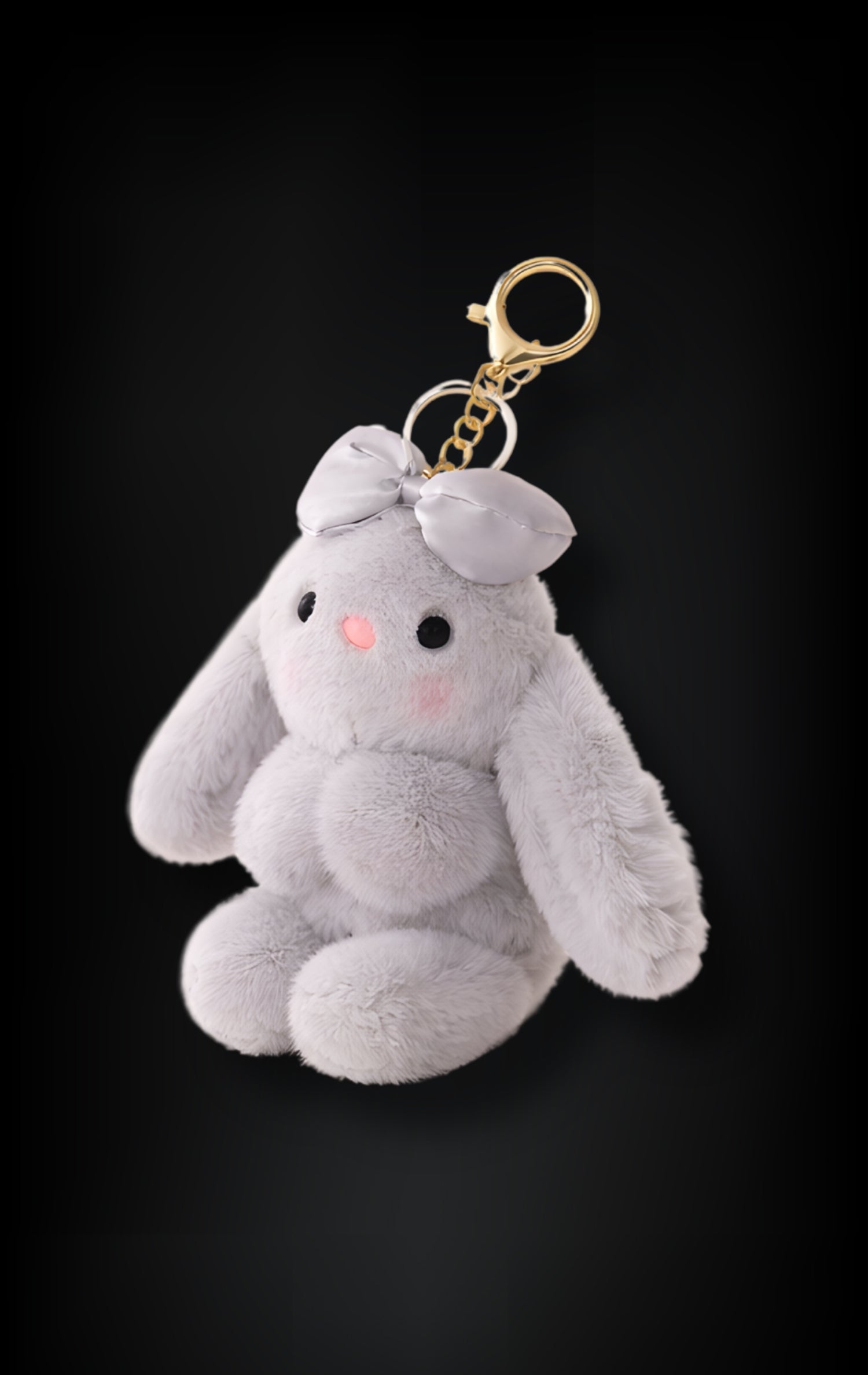 Grey Bow Bunny Plush