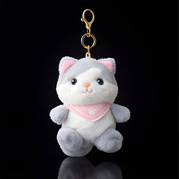 Grey Bandana Cat Plush