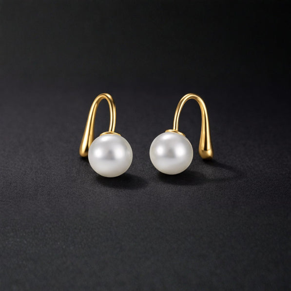 Golden Pearl Curve Earrings