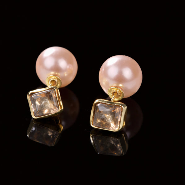 Dual Stone & Pearl Stud