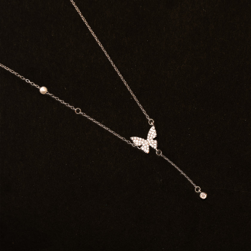 Papillon Argent Silver Butterfly Necklace Chain