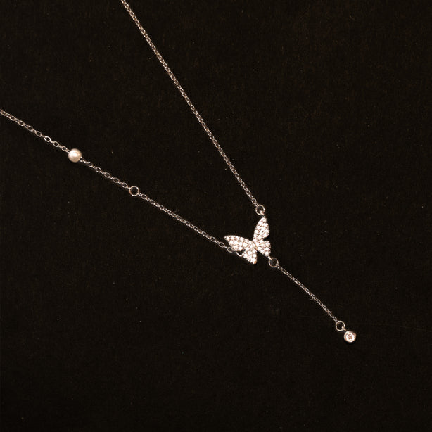 Papillon Argent Silver Butterfly Necklace Chain