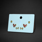 Red Heart & Gold Bow Stud Set
