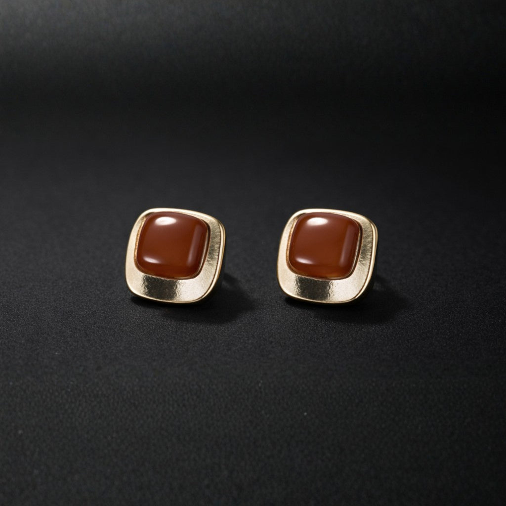 Bronze Block Earrings