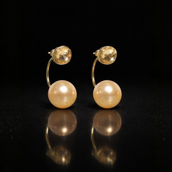 Golden Crystal Back Earrings