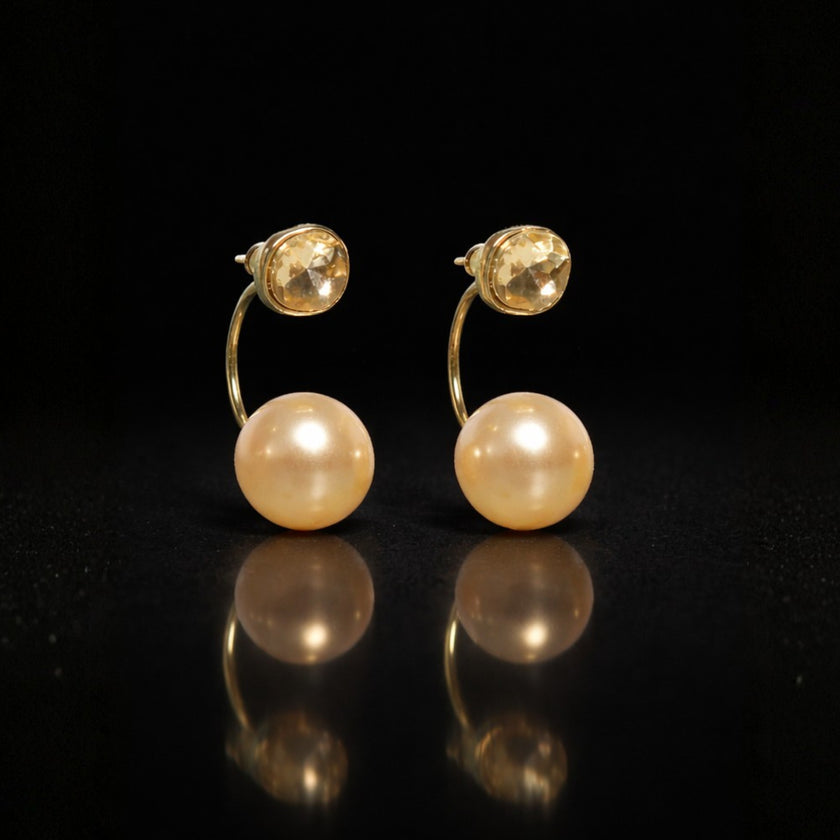 Golden Crystal Back Earrings