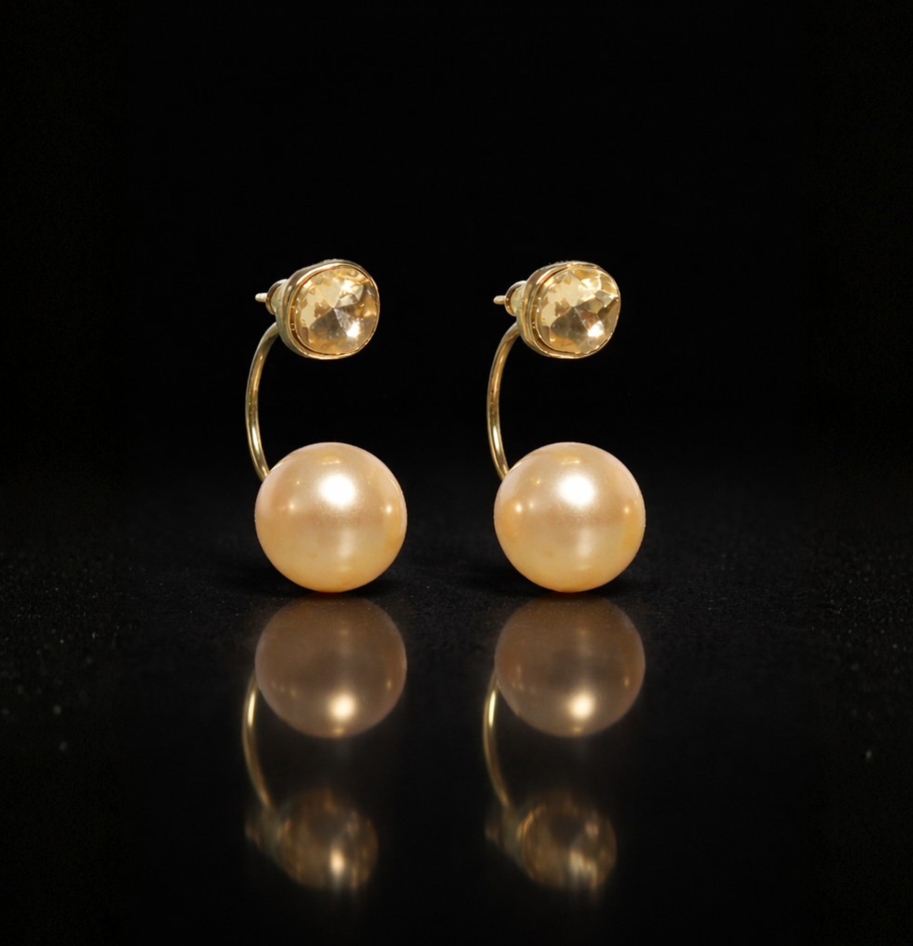 Golden Crystal Back Earrings