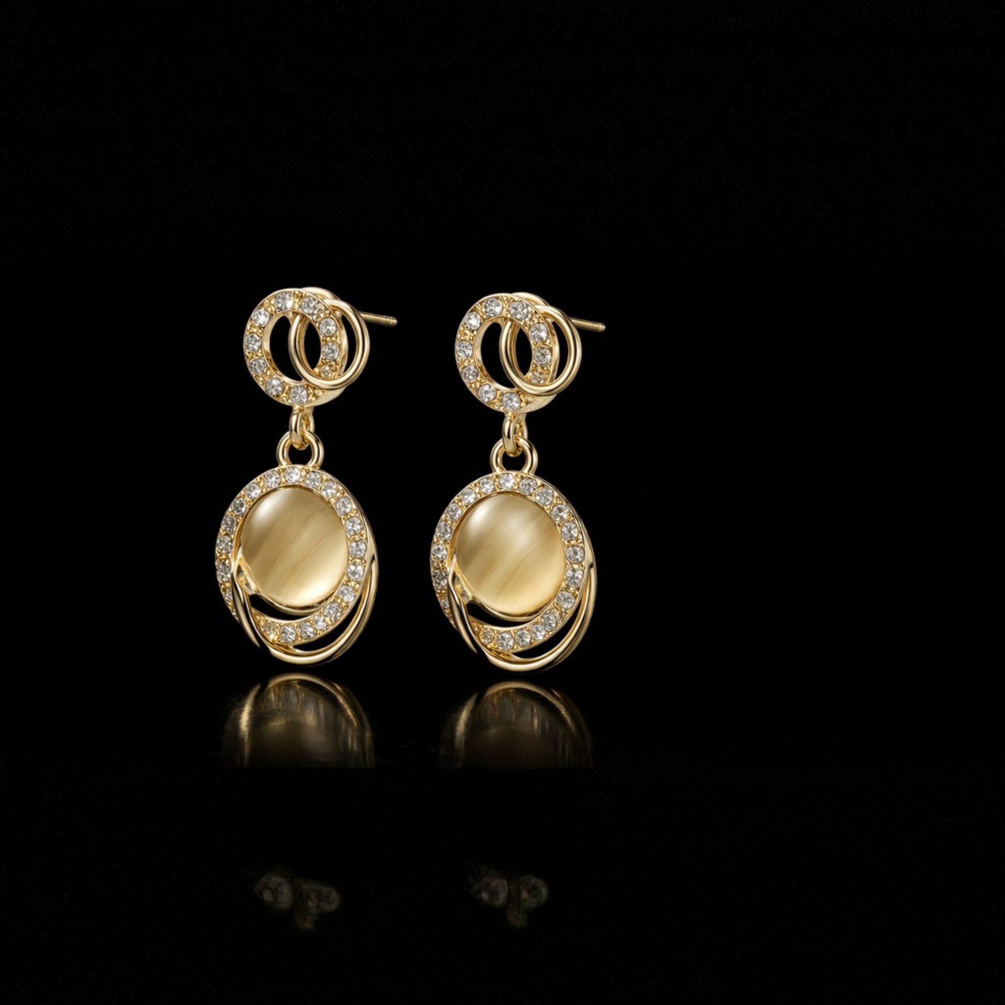 Golden Orbit Drop Earrings