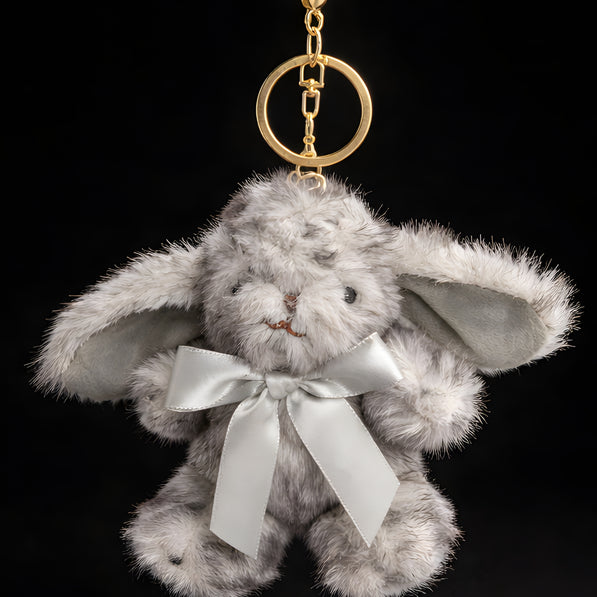 Fluffy Silver Grey Bunny Charm