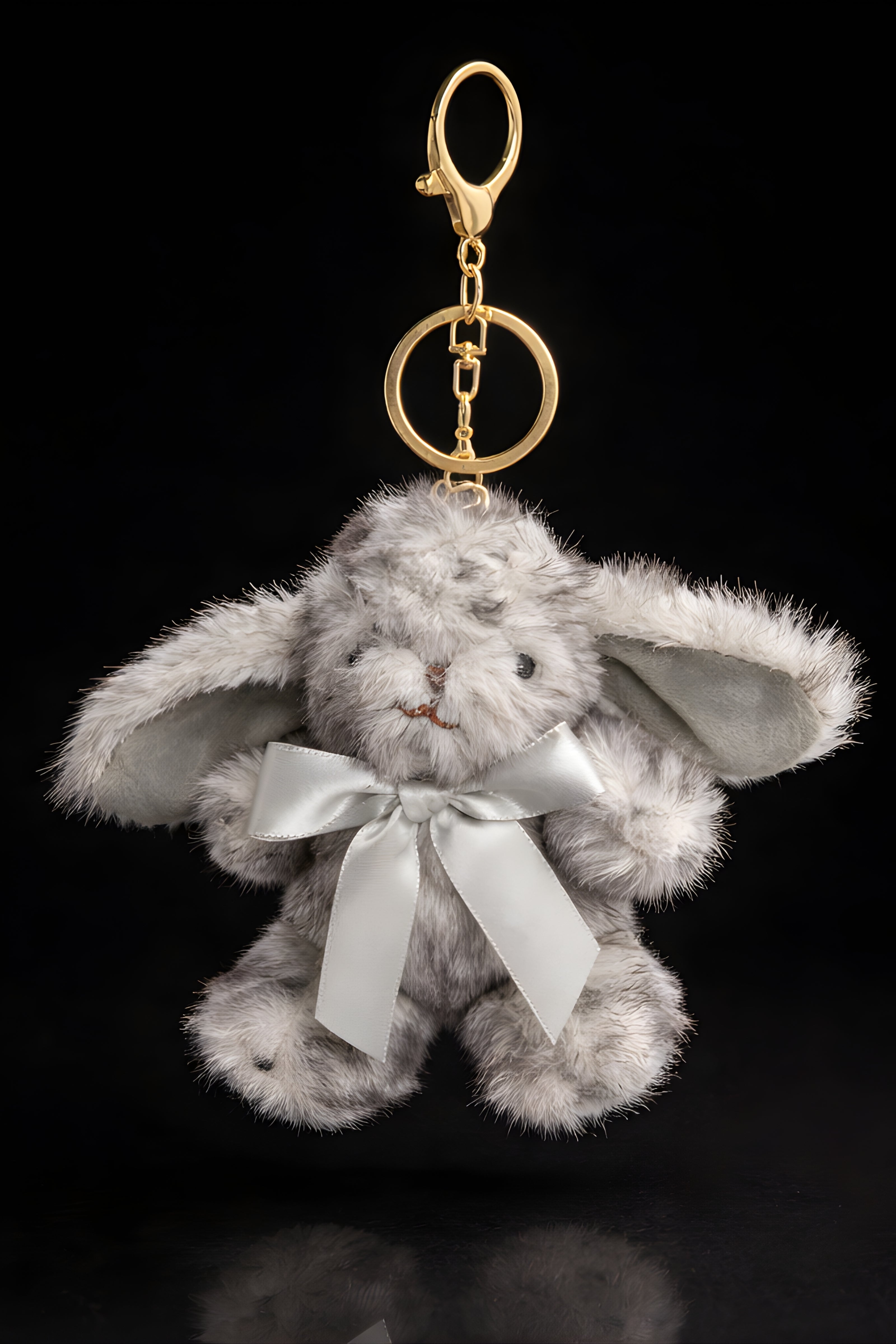 Fluffy Silver Grey Bunny Charm