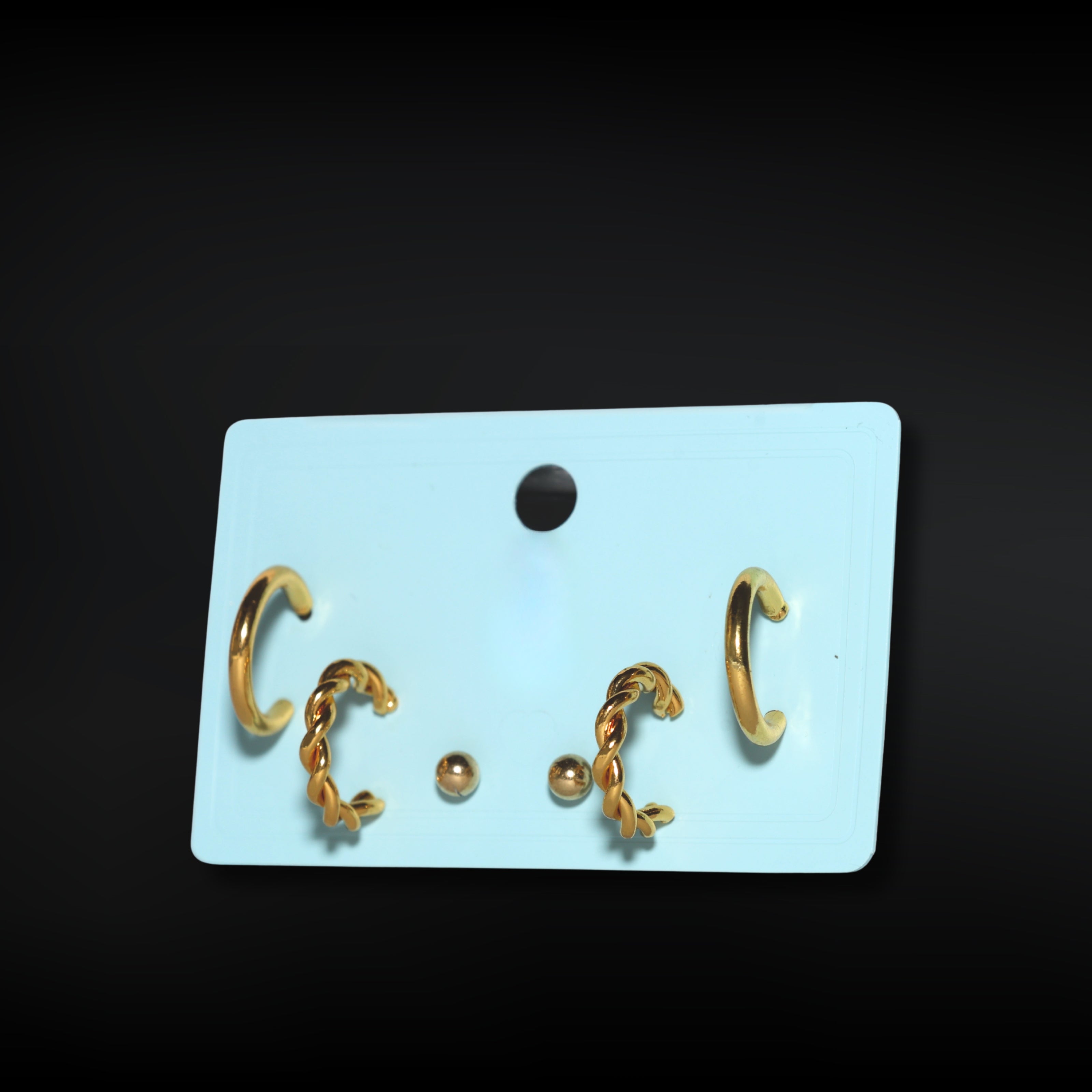 Spiral Hoop & Gold Stud Set