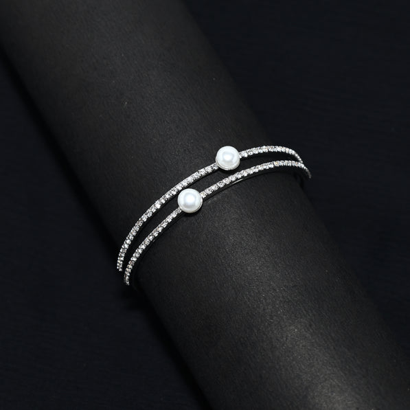 Silver Pearl Bangle