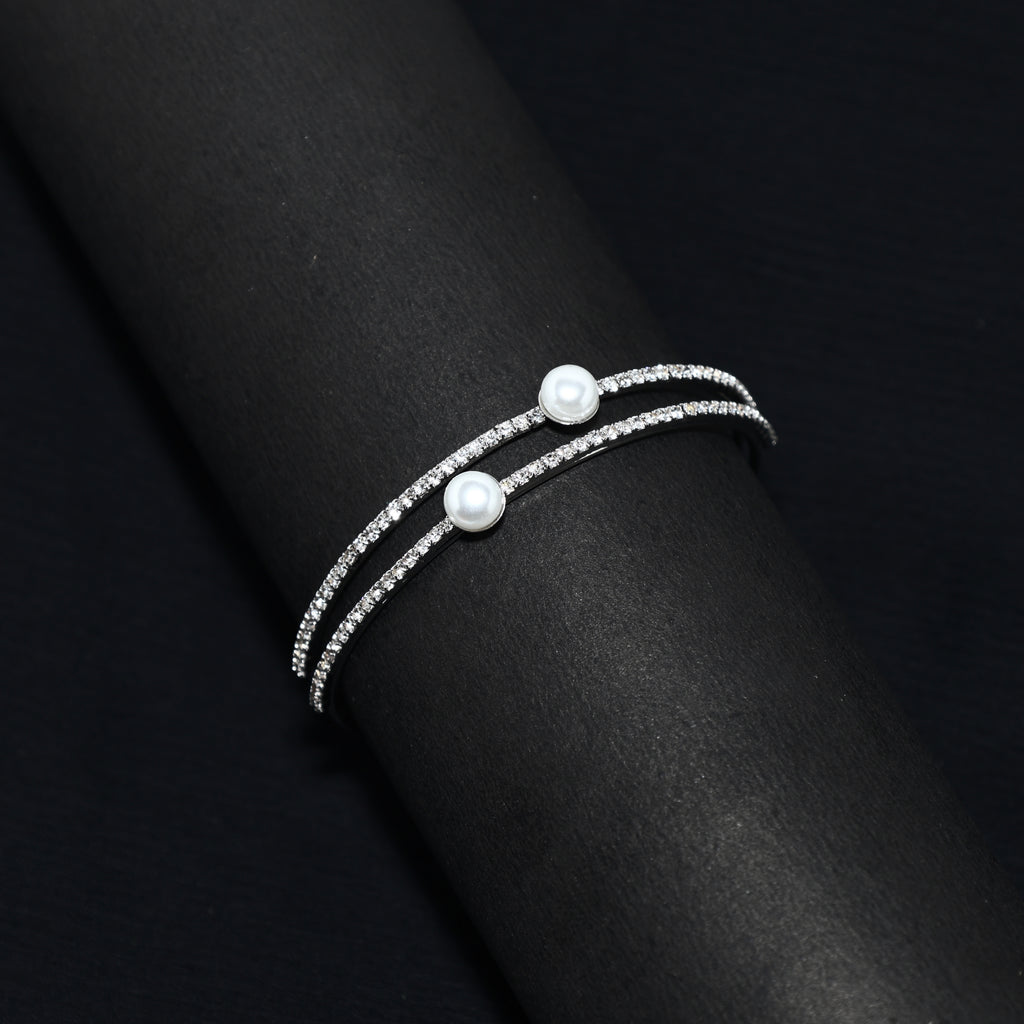 Silver Pearl Bangle