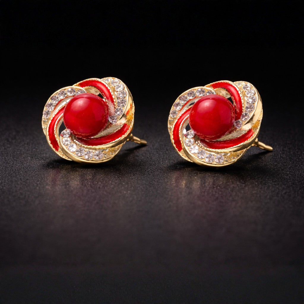 Red Pearl Swirl Stud