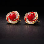 Red Pearl Swirl Stud