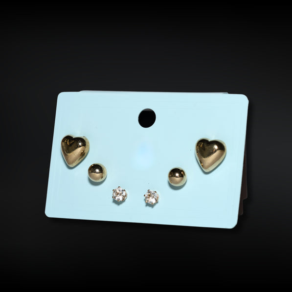 Heart & Ball Elegance Stud Set