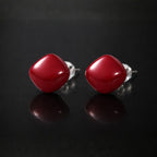 Red Stone Cushion Stud