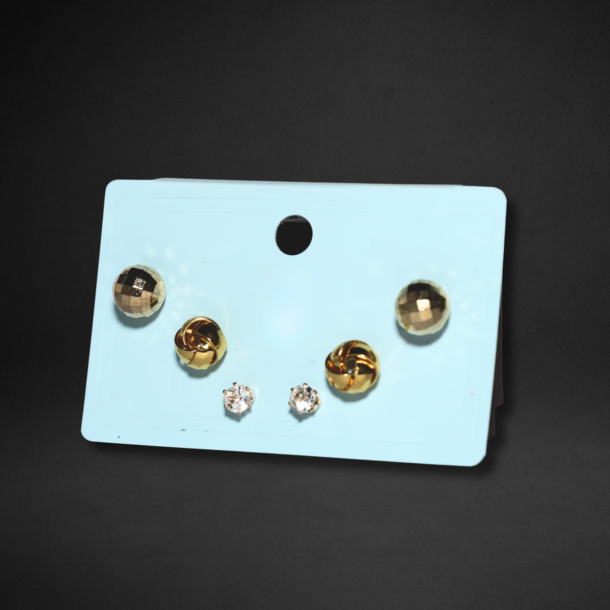 Golden Sphere Knot Stud Set