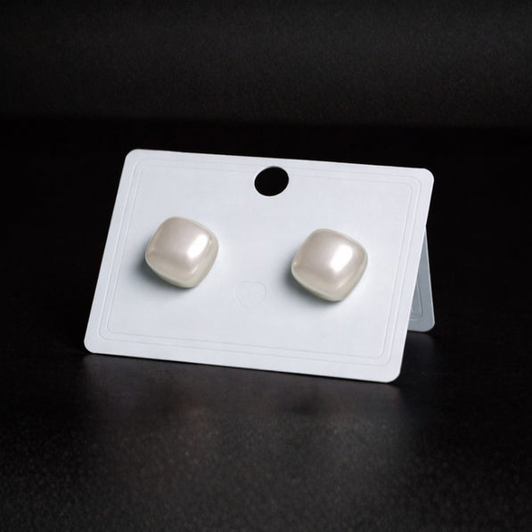 White Pearl Cushion Stud