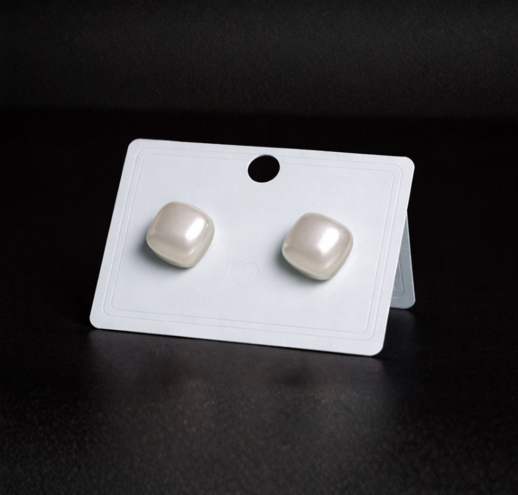 White Pearl Cushion Stud