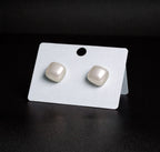 White Pearl Cushion Stud