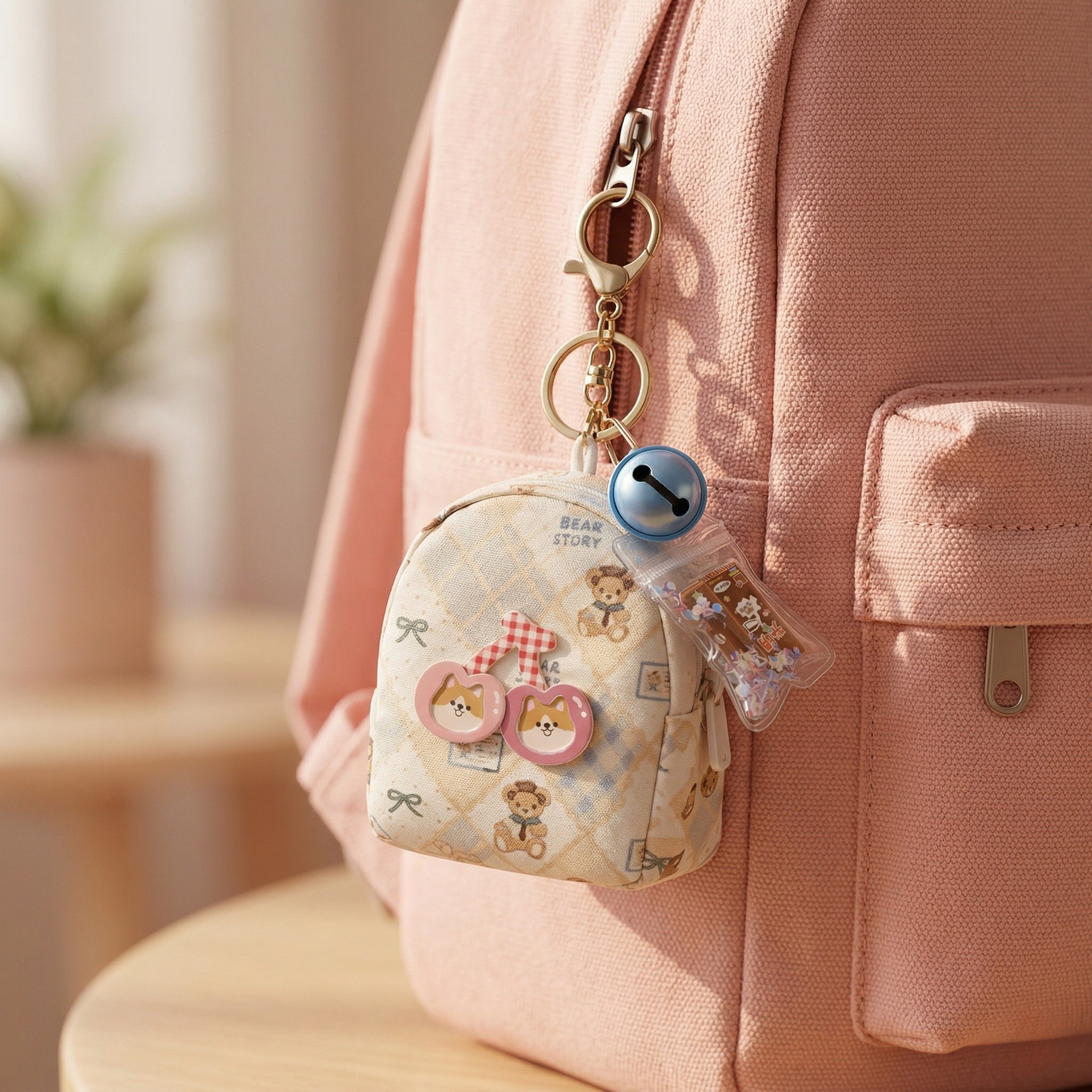 Beige Mini Bag Charm
