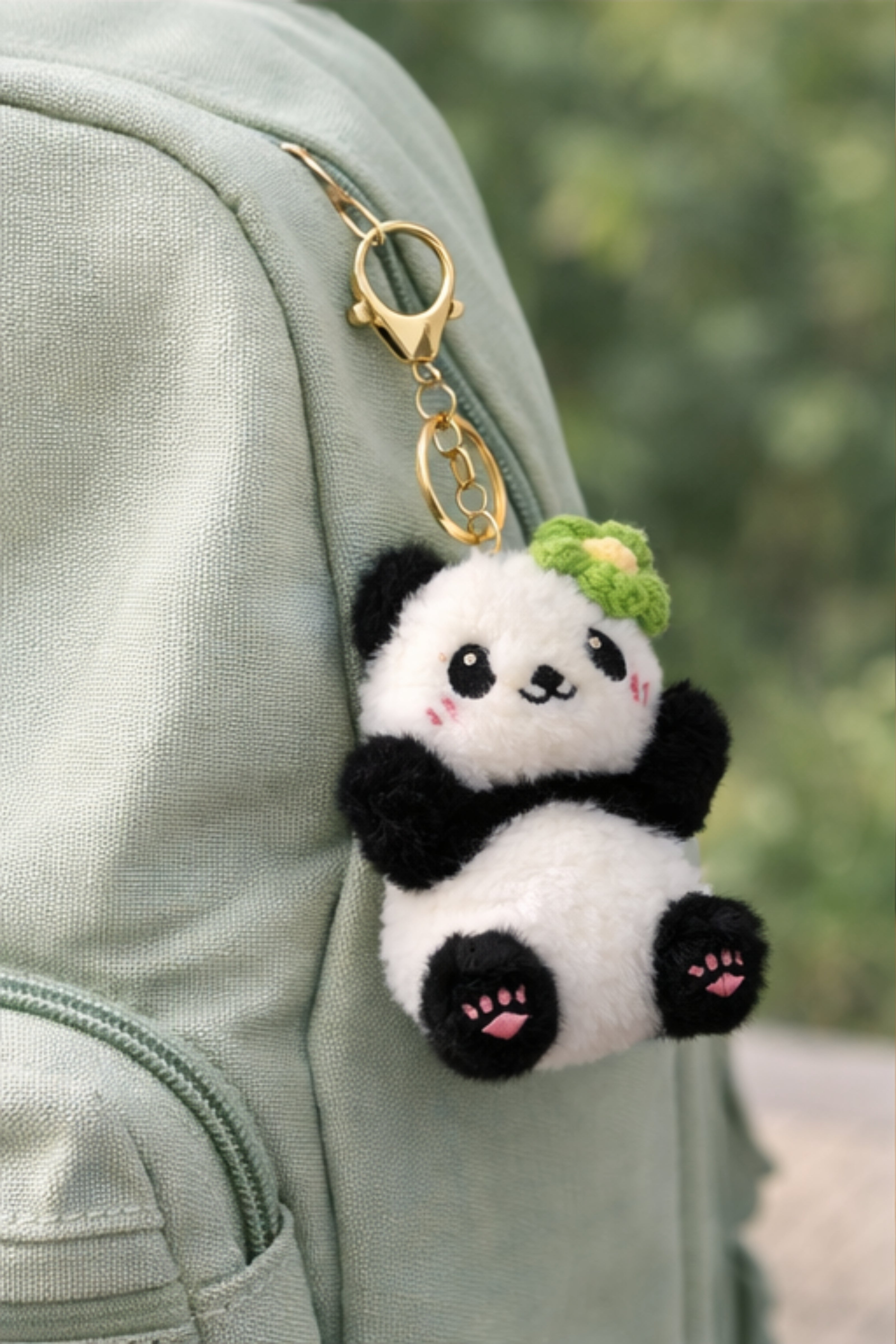 Panda Flower Clip Plush