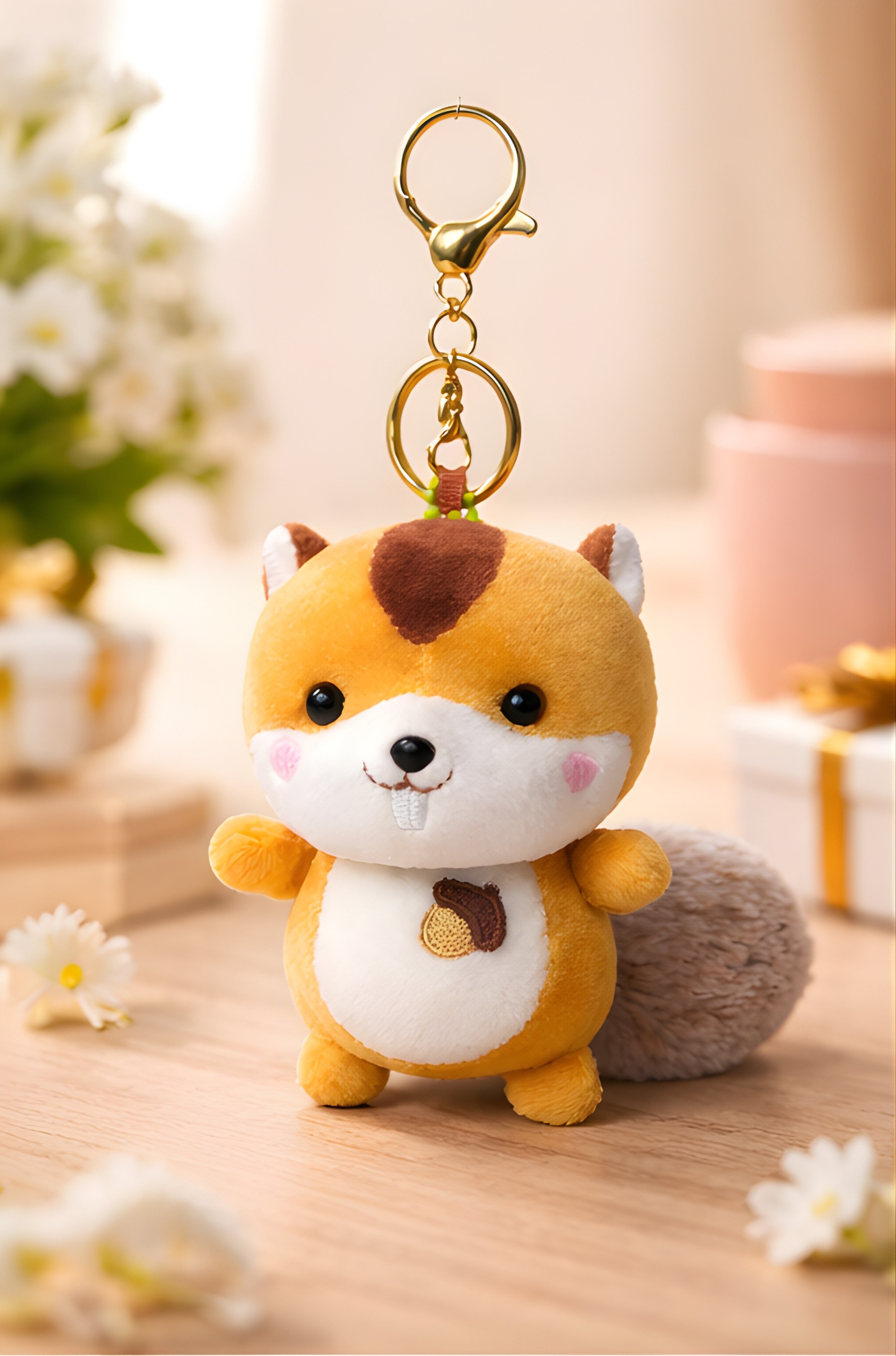 Nutty Golden Squirrel Plush Charm