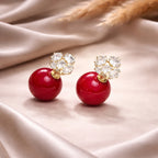 Dual Glam Red Pearl Stud
