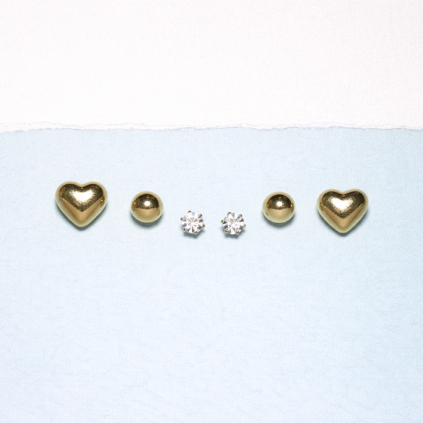 Heart & Ball Elegance Stud Set