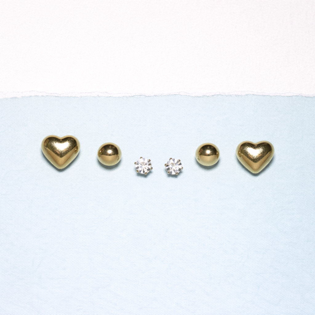 Heart & Ball Elegance Stud Set