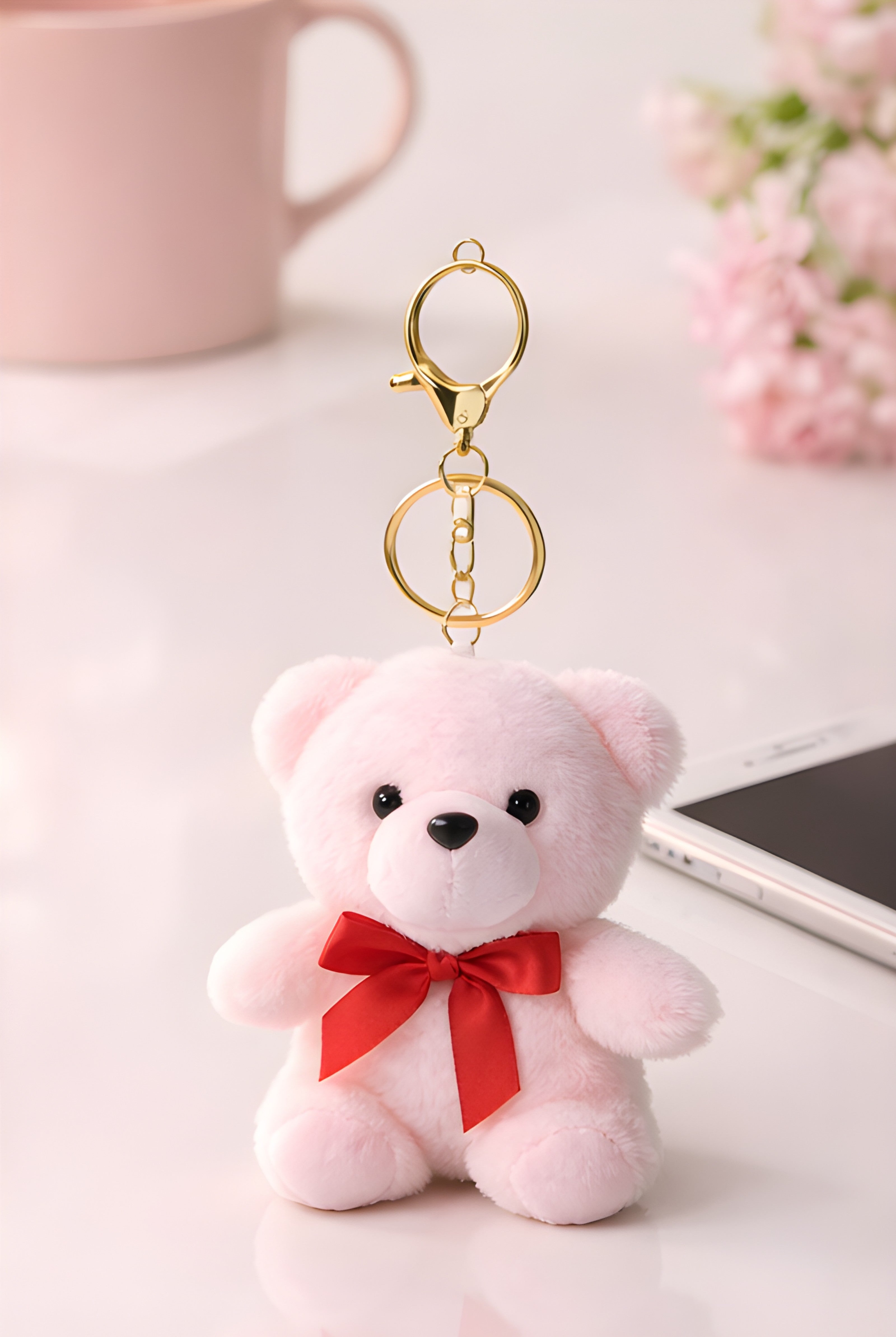 Pink Snowy Love Teddy Charm