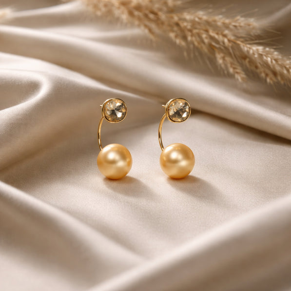 Golden Crystal Back Earrings