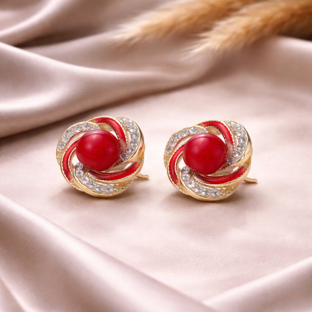 Red Pearl Swirl Stud
