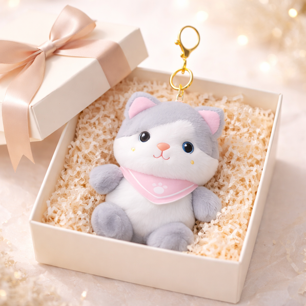 Grey Bandana Cat Plush