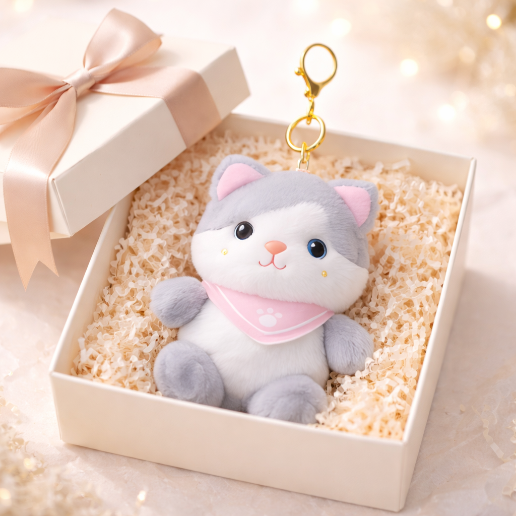 Grey Bandana Cat Plush