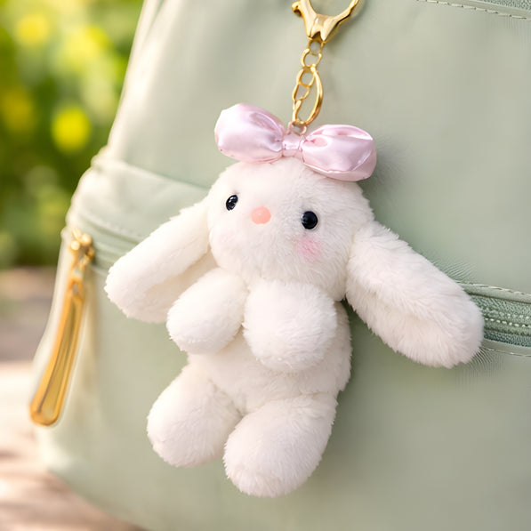 Ivory Bow Bunny Plush