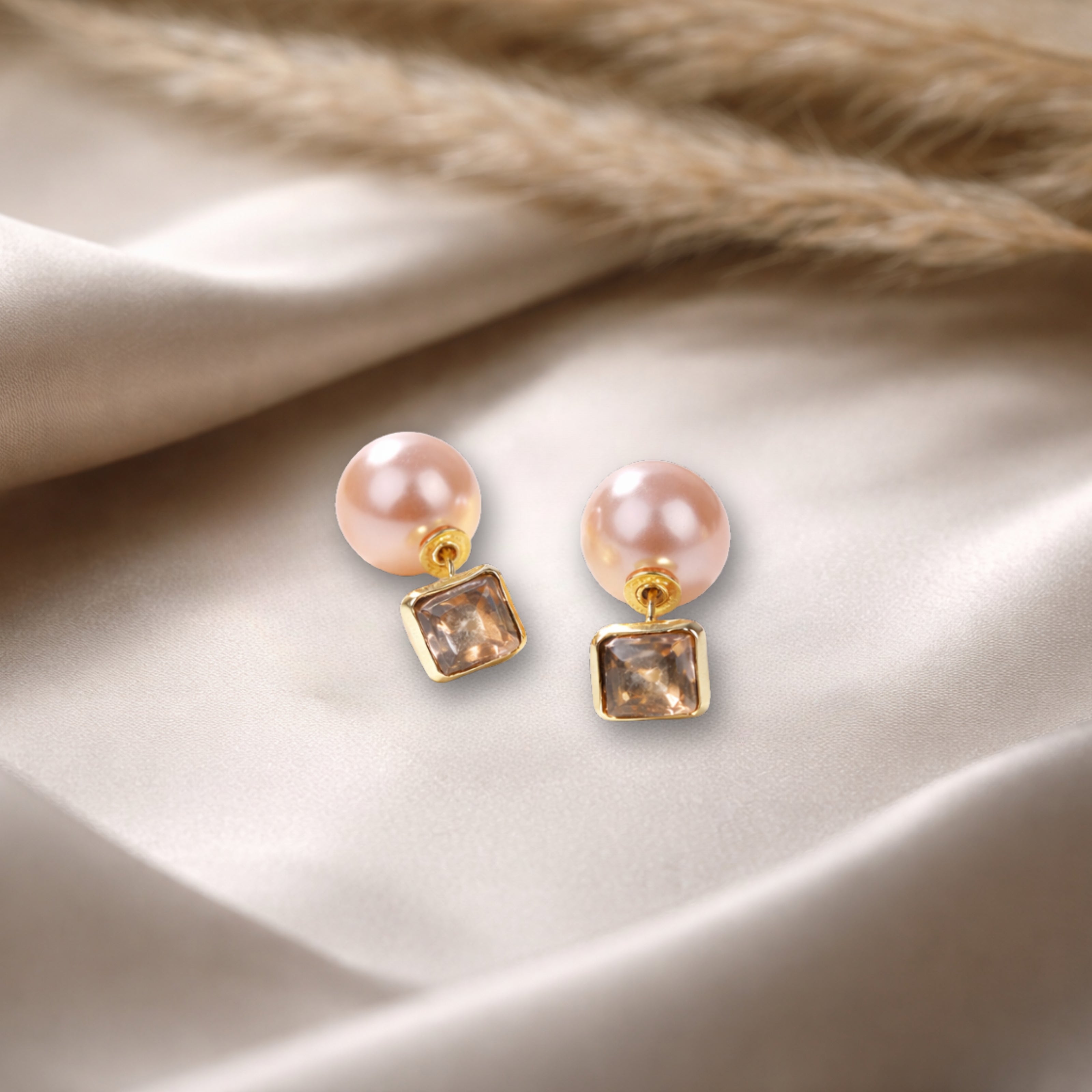 Dual Stone & Pearl Stud