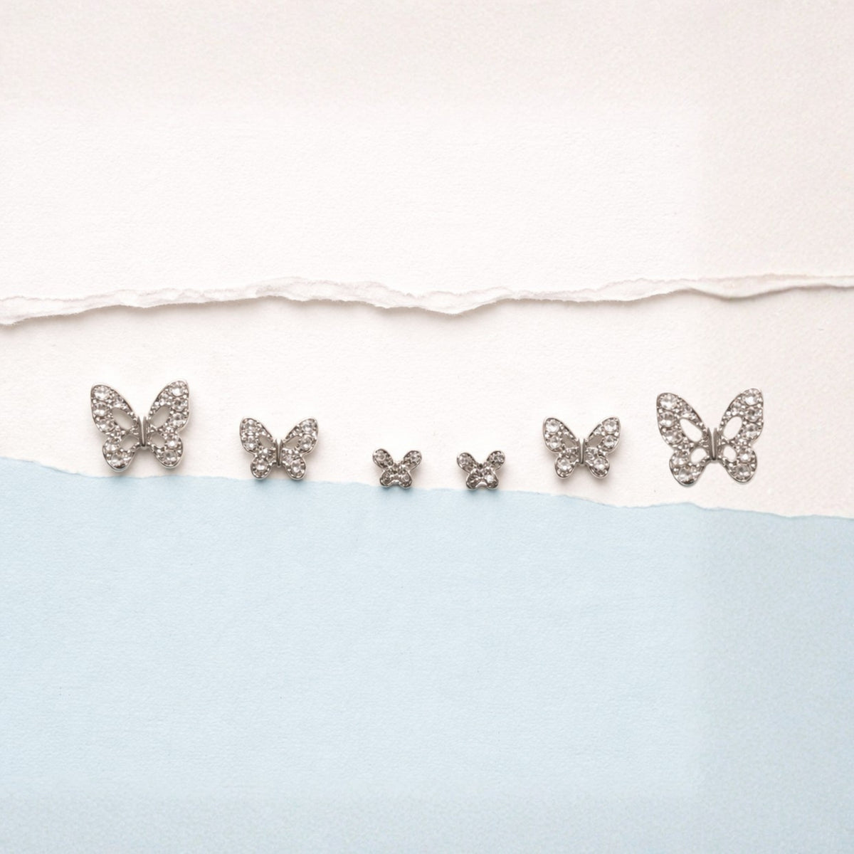 Crystal Butterfly Stud Set